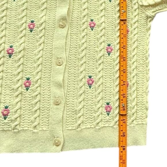Mango Yellow Floral Embroidery Long Sleeve Knit Cardigan Sweater. Medium. NEW. - Picture 5 of 11